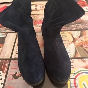 Vince Camuto Dark Blue Suede Slouchy Ankle Boots